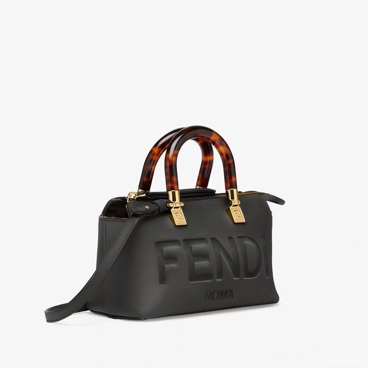 Affordable HOT Bag Logo Boston Fendi By Leather Black ROMA The In Calf Way Mini 0713